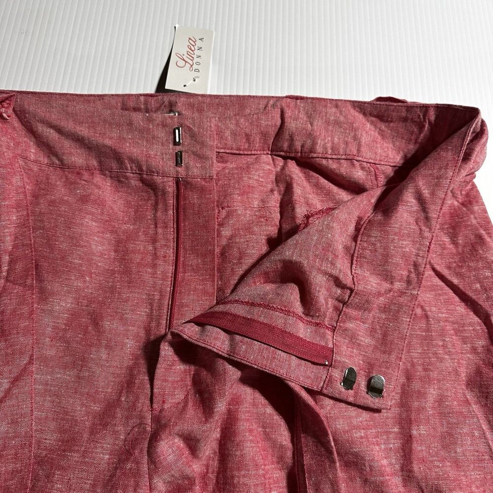 Linea Donna Linen Blend 2 Piece Set Matching Wide Leg Pants Top Red Sz 1X 2X NWT - Picture 8 of 16